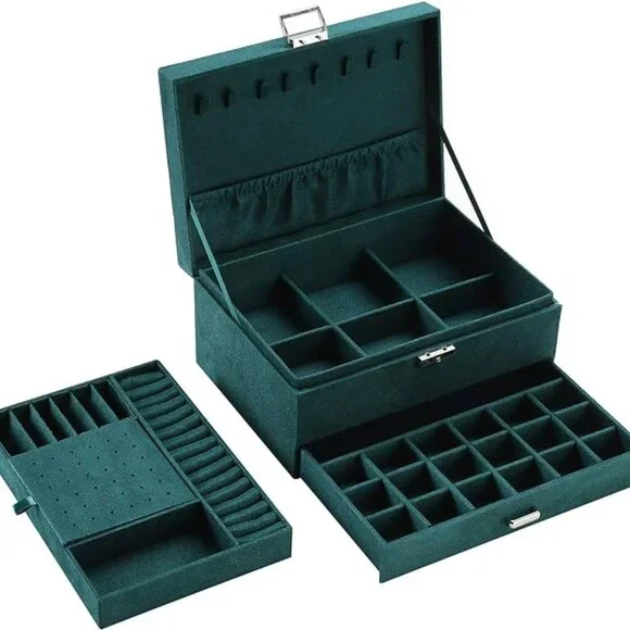 Jewelry Boxes for Women Green Large Jewelry Box Organizer for Women Lockable